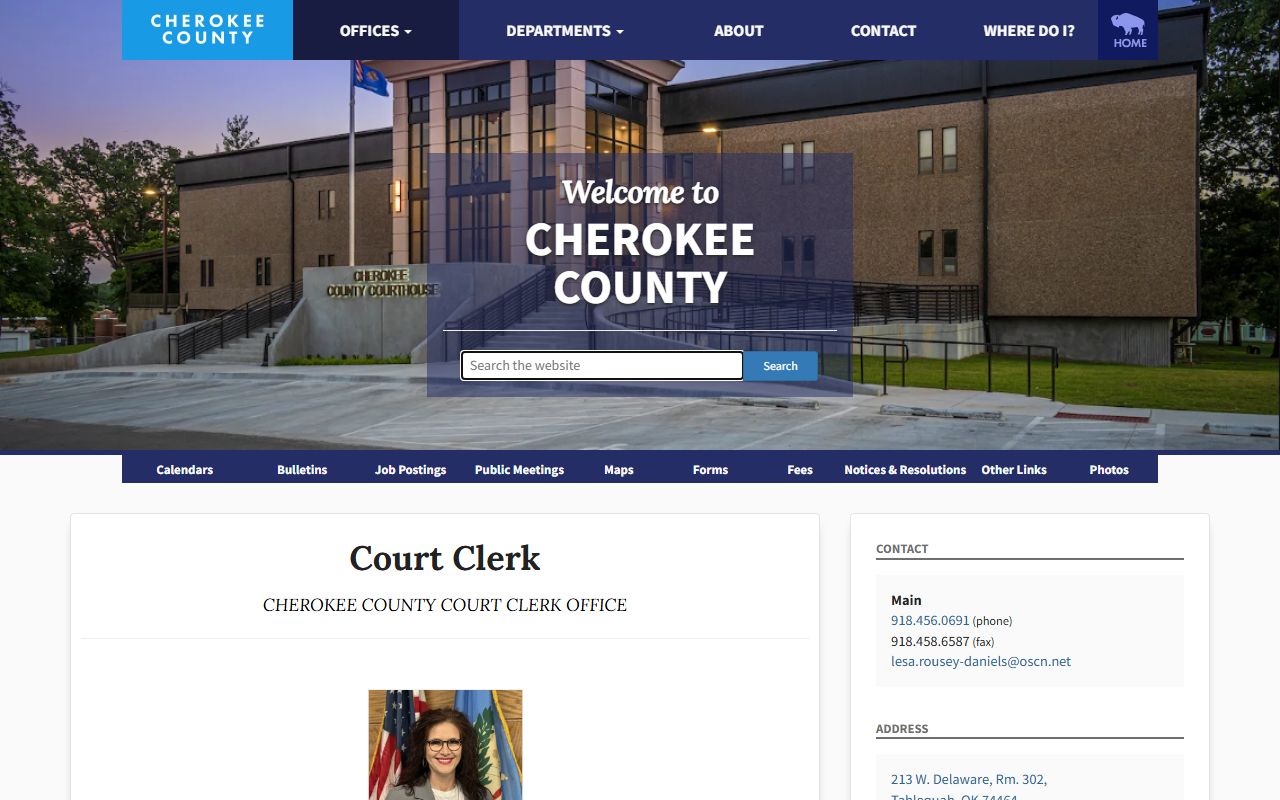 Cherokee County court records after arrest Court Clerk contact page
