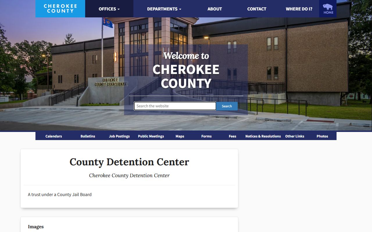Cherokee County Detention Center county page for jail custody records