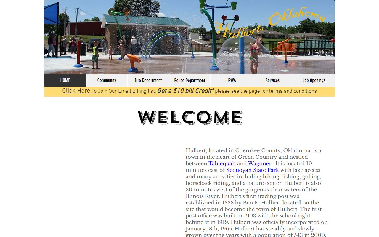 Hulbert Police Department town page for municipal arrest holding records